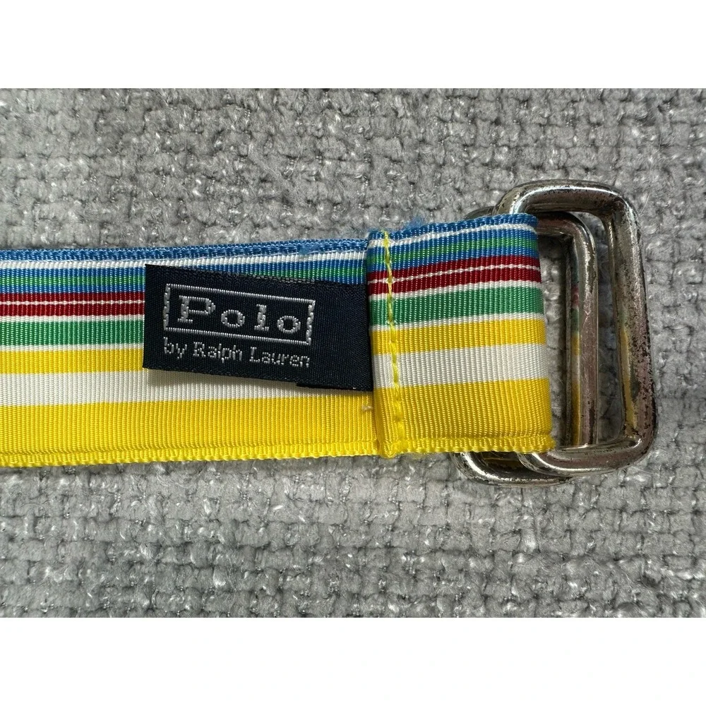 Vintage Polo Ralph Lauren USA Belt Mens Multicolor Stripe Nylon Preppy Read